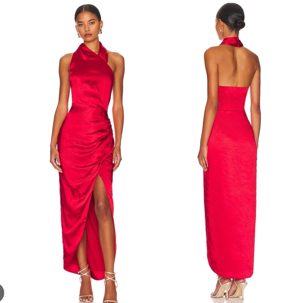 Elliatt Red Halter Satin Noa Dress NWT Size Medium